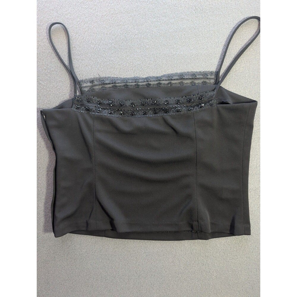 Kathlin Argiro Atelier Black Beaded Lace Corset Bustier Top Size 8 Evening Y2K